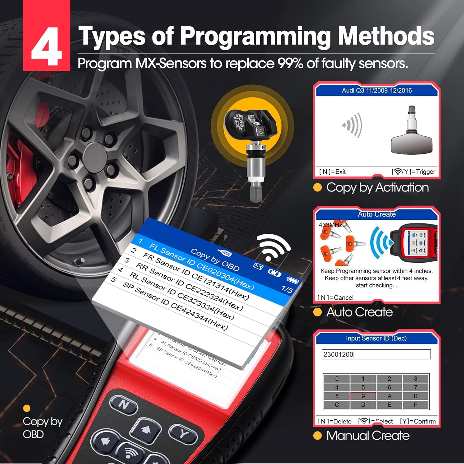 Autel MaxiTPMS TS508K TPMS Tool, 2022 Newest TPMS Relearn Tool with 8PCS 315MHz+433MHz Sensors, Updated of Autel TS408/501