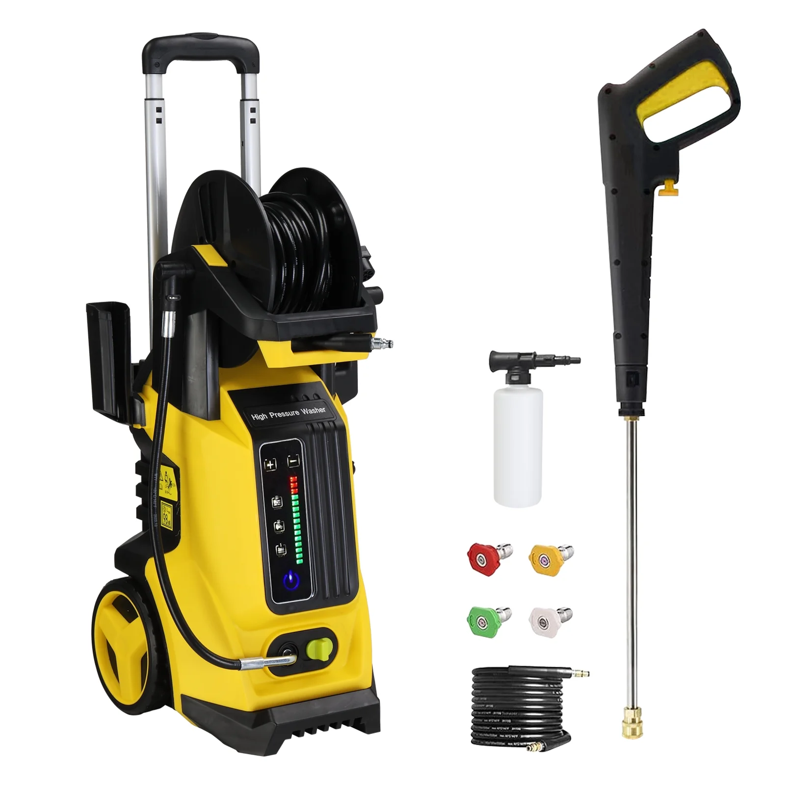 3800PSI High Pressure Cleaner, 110V Electric Power Washer with 1800W Motor - Yellow - Curated Treasures Market
