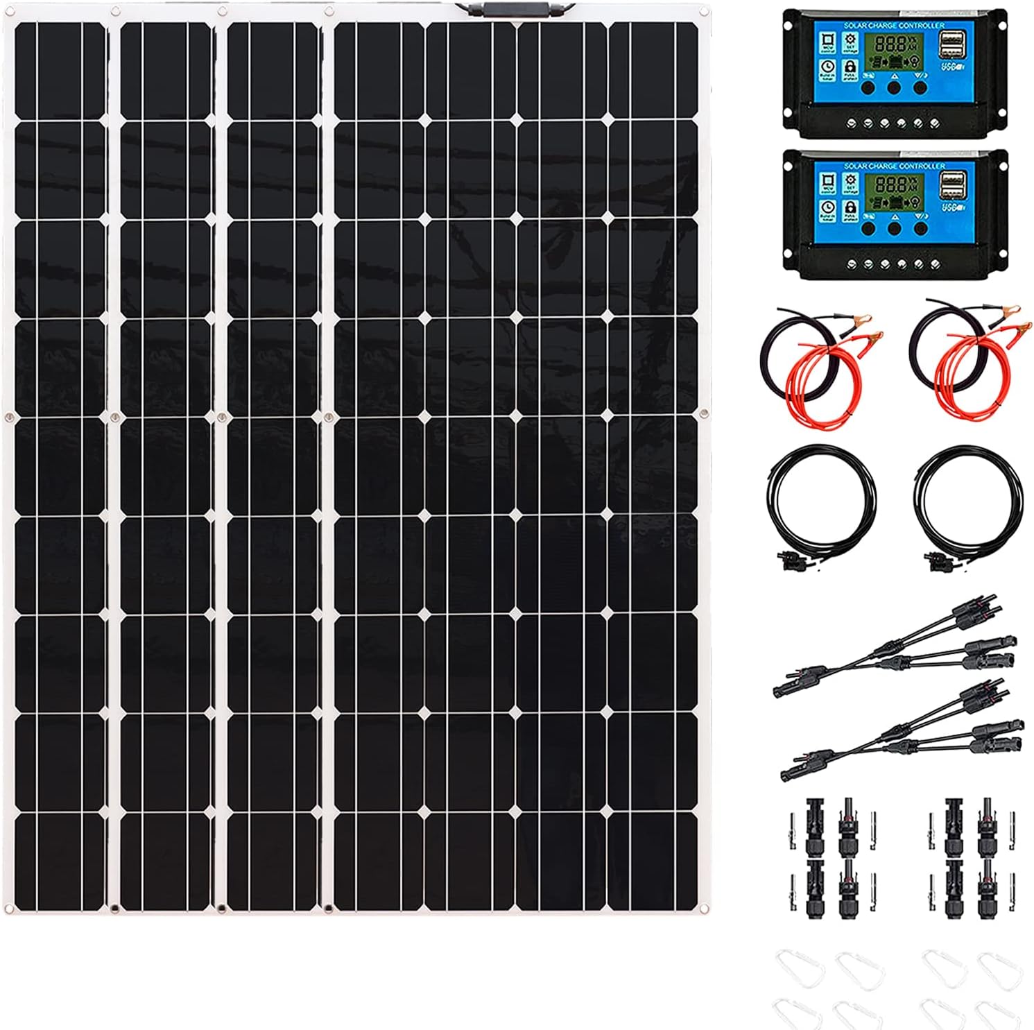 LAW Solar Panel 4×200W 12V/24V Monocrystalline Flexible 800W System Kit Solar Battery Charger with PV Connector with 40A Controller for RV Boat Cabin