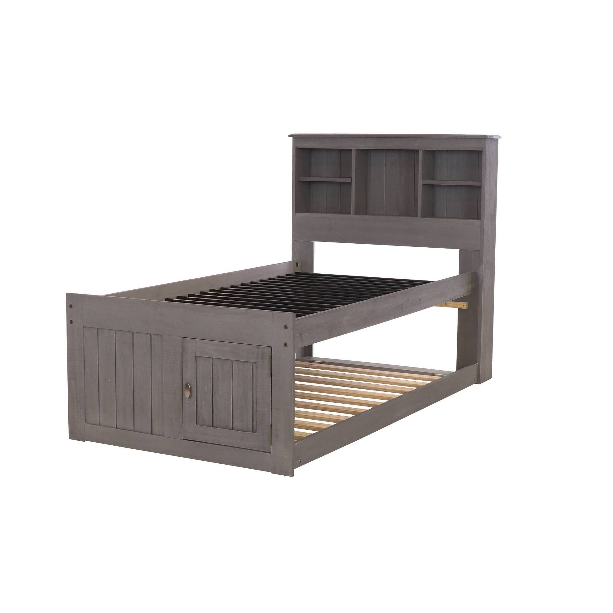 Discovery World Furniture Charcoal Twin Bookcase Bed with 3 Drawers and Trundle