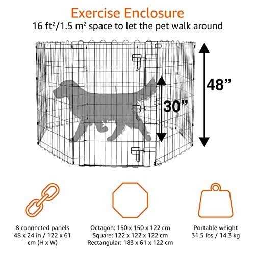 Basics Foldable Metal Pet Dog Exercise Fence Pen with Gate - Pet Supplies online store
