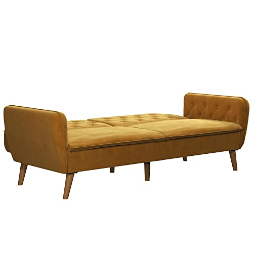 Novogratz Tallulah Memory Foam Futon, Convertible Couch, Camel Faux Leather