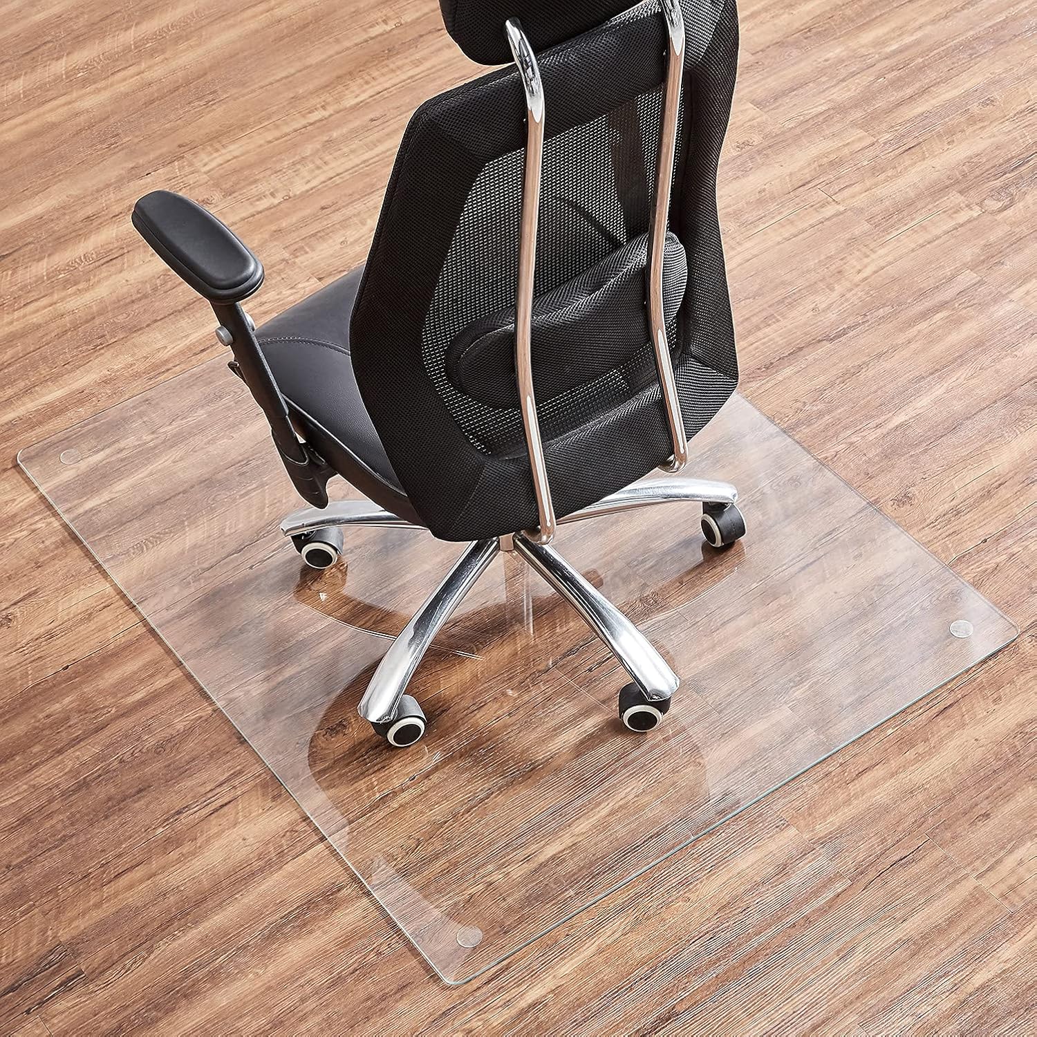 Tempered Glass Chair Mat, 36 x 46 , 1/5'' Thick Office Chair Mat with 4 Anti-Slip Pads , Office Chair Mats for Carpeted Floor and Hardwood Floor