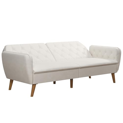Novogratz Tallulah Memory Foam Futon, Convertible Couch, Camel Faux Leather