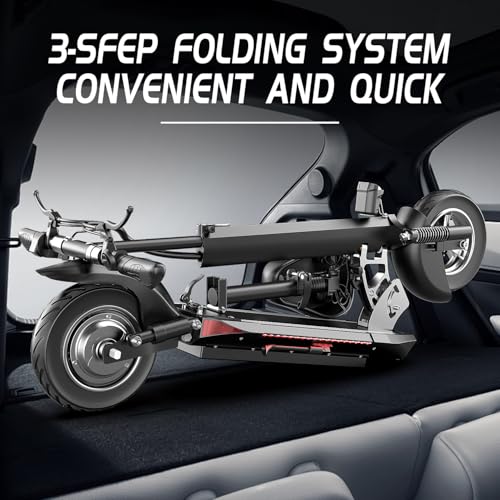 Electric Scooter with Seat for Adults, 800W E Scooter, 27 MPH & 35 Miles Range, 10" Tires, 48V 13AH Battery, Folding Design & Removable Seat
