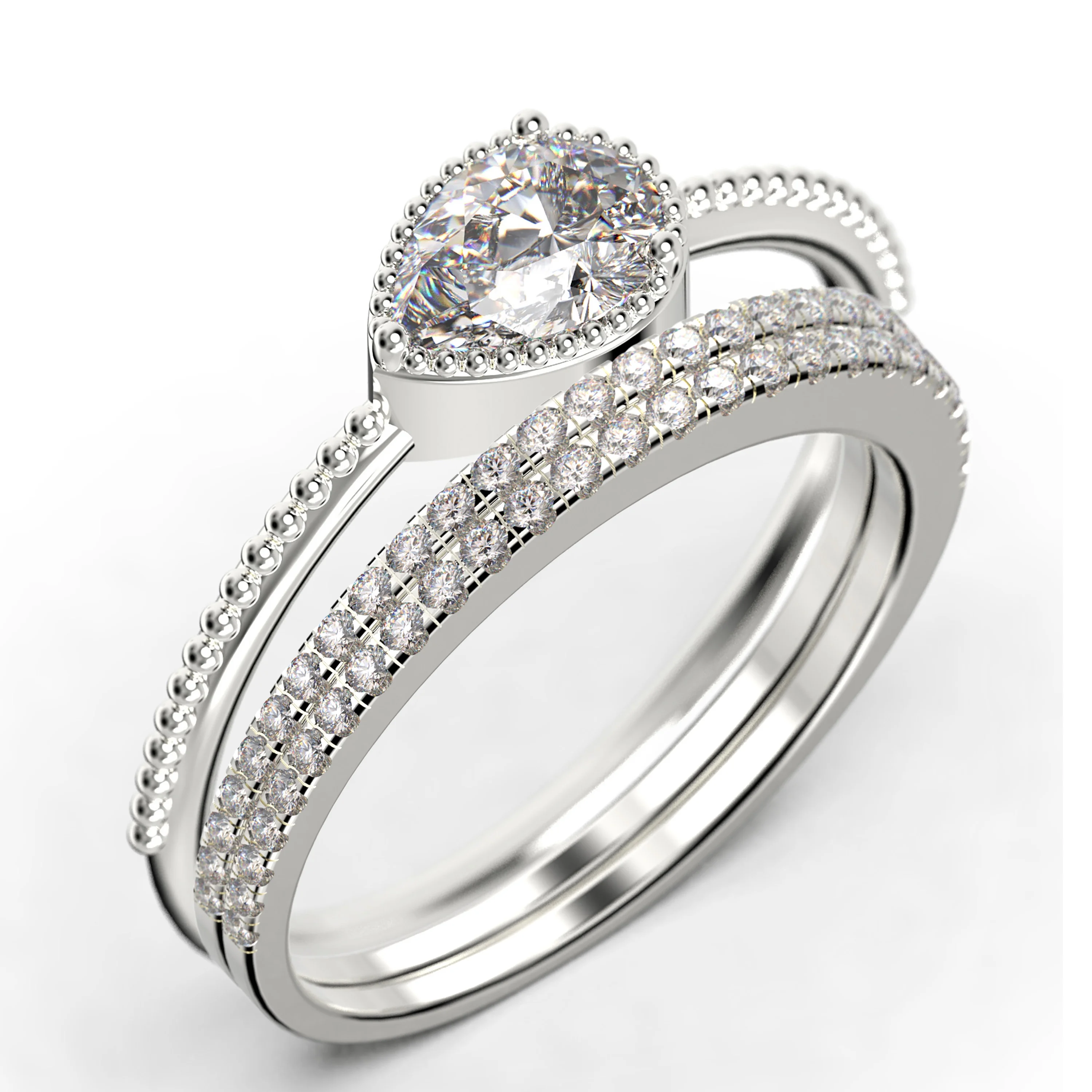2.10 Carat Pear Cut Diamond Moissanite Classic Engagement Ring, Modern Wedding Ring in 925 Sterling Silver With 18k White Gold Plating, Promise Ring
