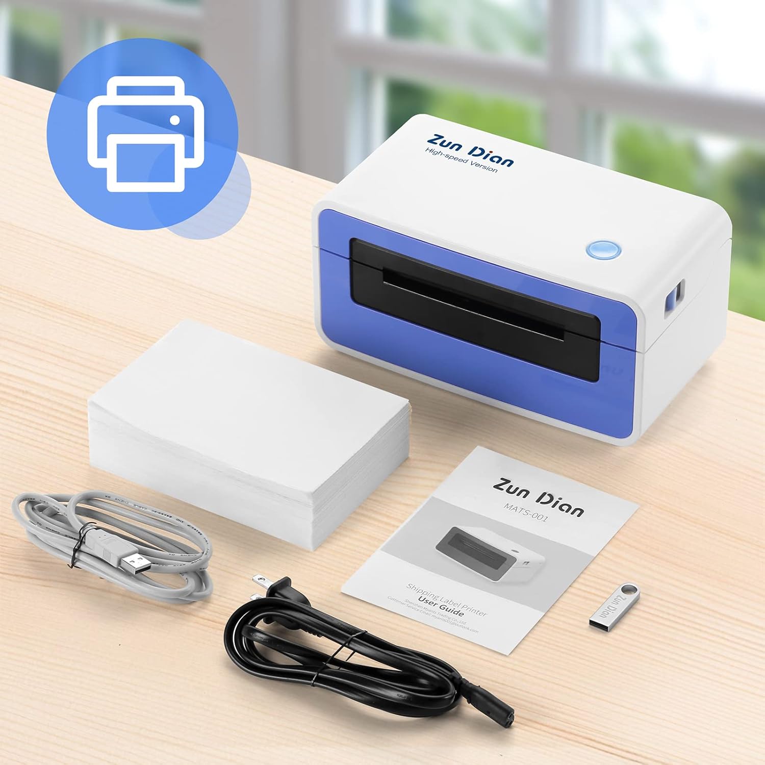 ZunDian Thermal Label Printer, 150mm/s 4x6 Shipping Label Printer, Thermal Printer for Shipping Packages, USB Lable Maker for Home Small Business