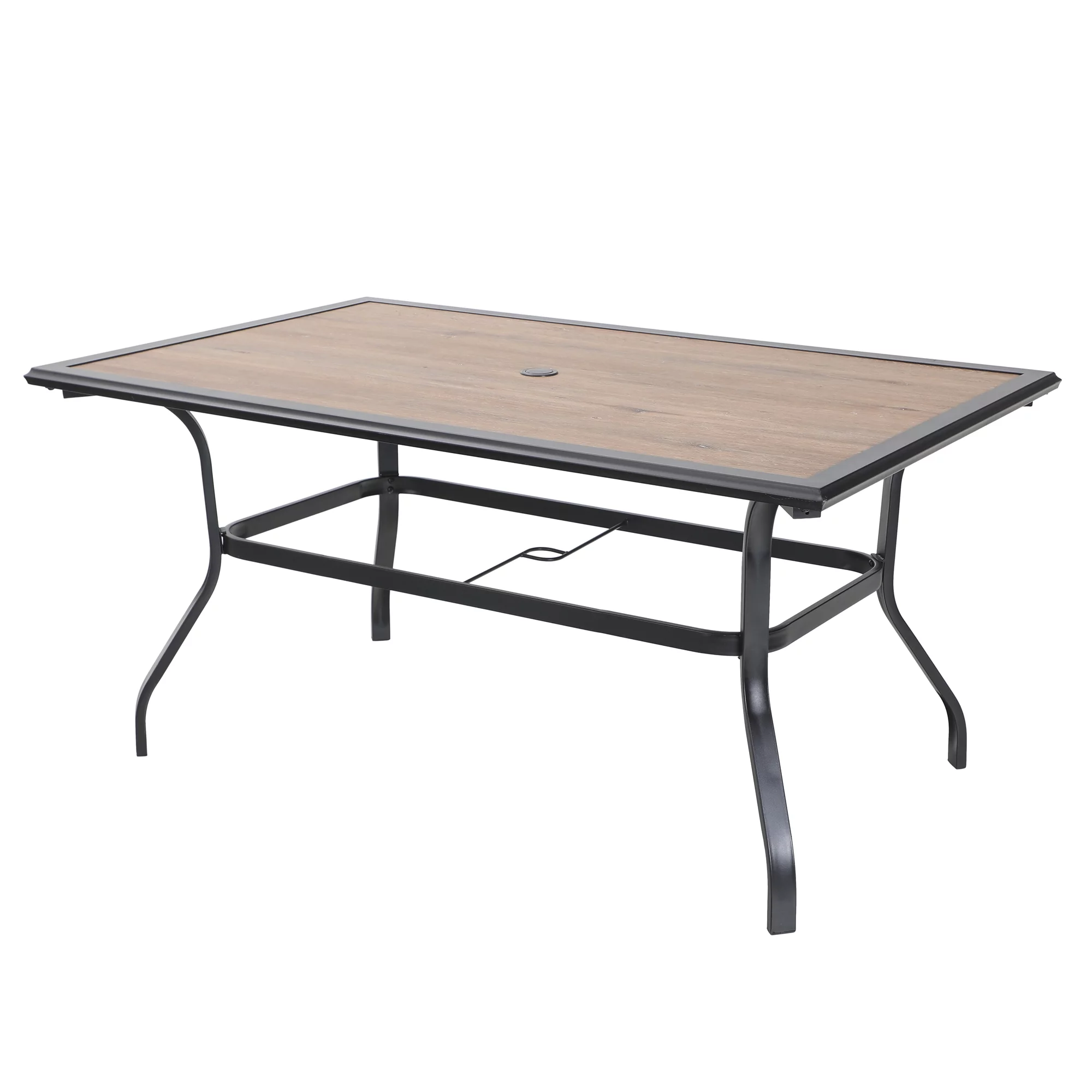 MF Studio 7 Pieces Outdoor Patio Dining Set with 6 Padded Textilene Chairs & Rectangular Steel Frame Table, Black & Gray