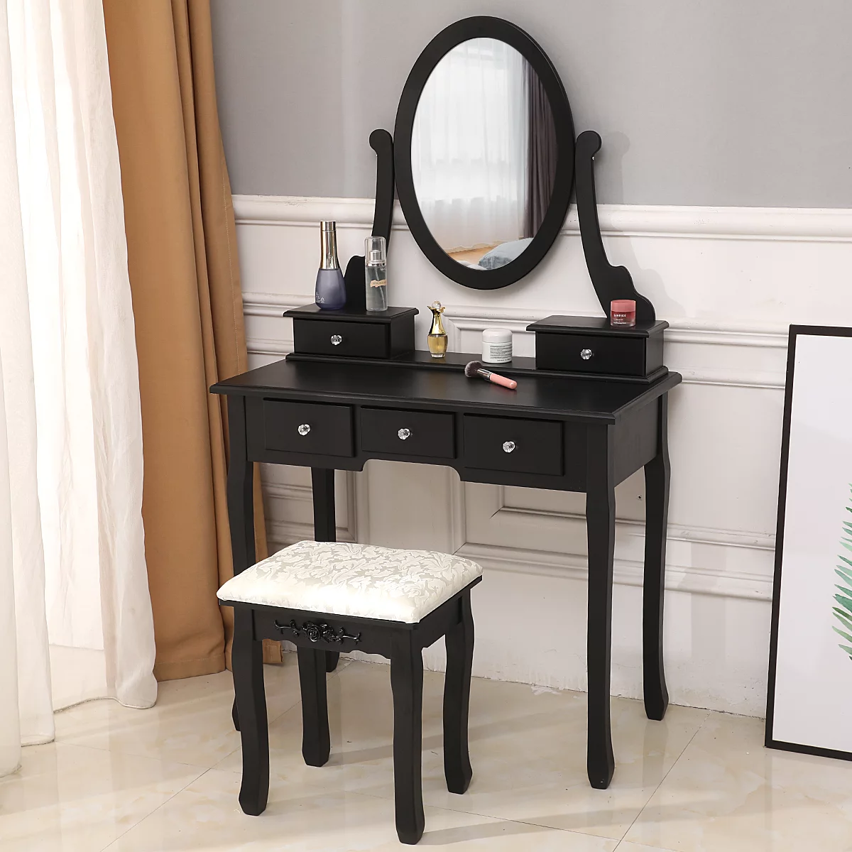 SalonMore Wood Vanity Set Makeup Dressing Table