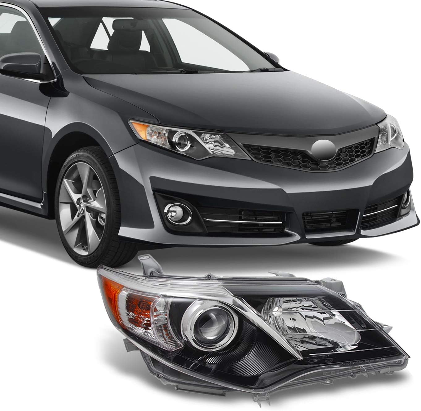 AKKON - For Toyota Camry SE Version Black Projector Headlights Lamp Driver Left + Passenger Right Replacement