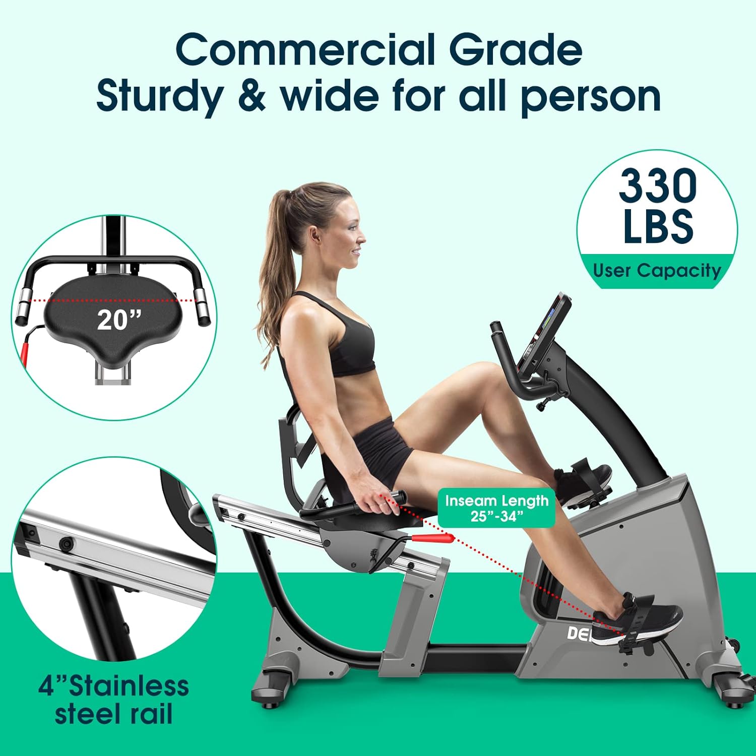 Recumbent Exercise Bike Electromagnetic,Commercial Grade 32 Levels Resistance Fitness Recumbent Bike At Home,Adjustable Seat