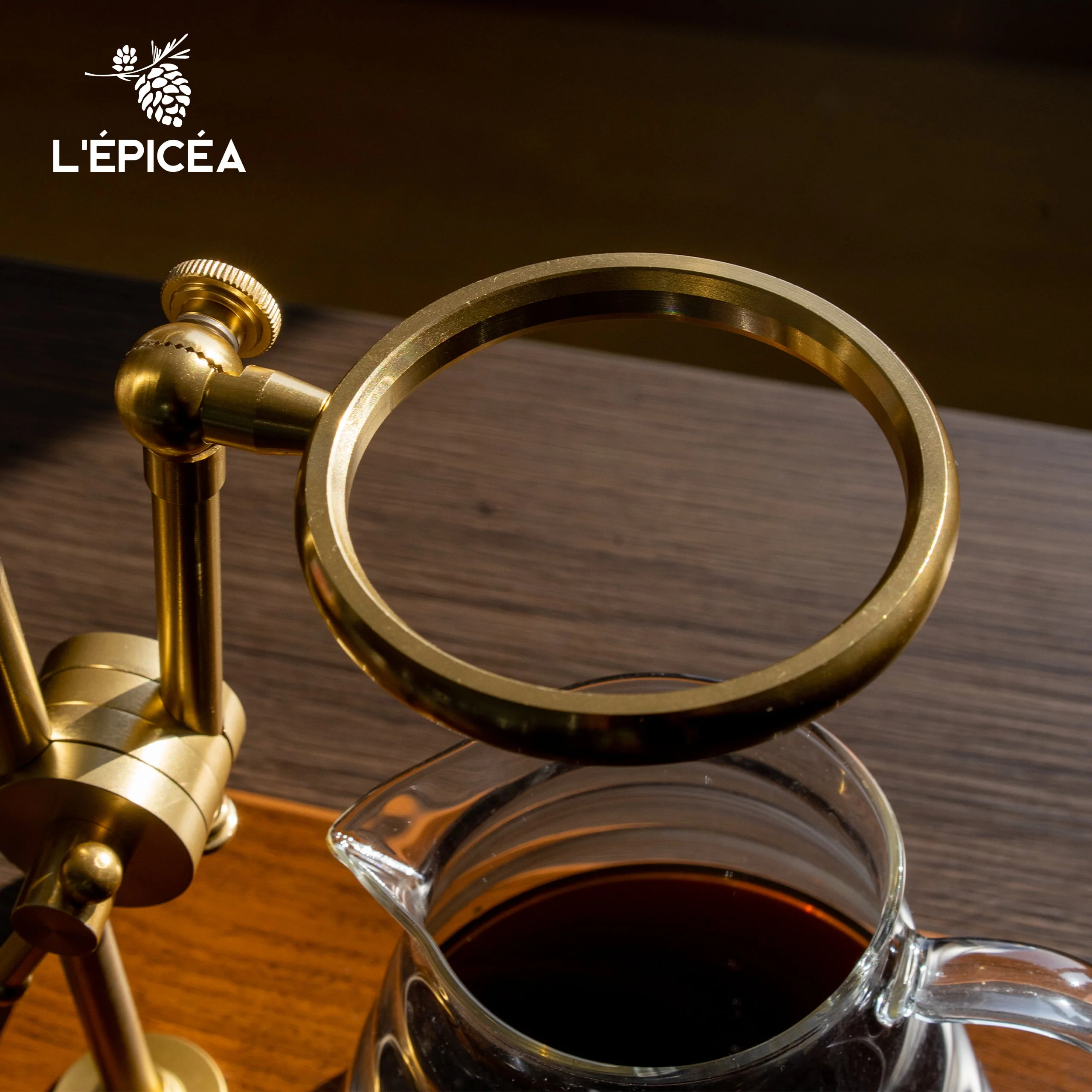 L'ÉPICÉA Pour over Coffee Maker Set,Stainless Steel Stand, Wooden Base, Glass Coffee Dripper