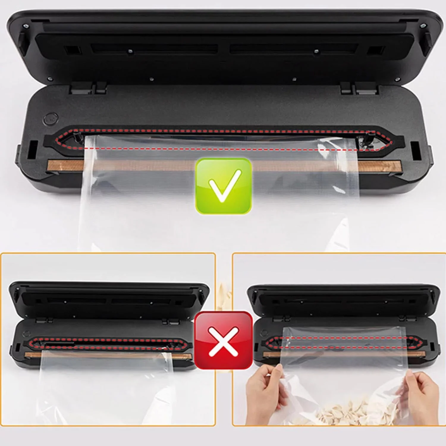 Food Vacuum Sealer Machine with 2 Rolls Food Vacuum Sealer Bags  .Food Storage Saver Dry & Moist Food Modes, Led Indicator Lights, Easy to Clean