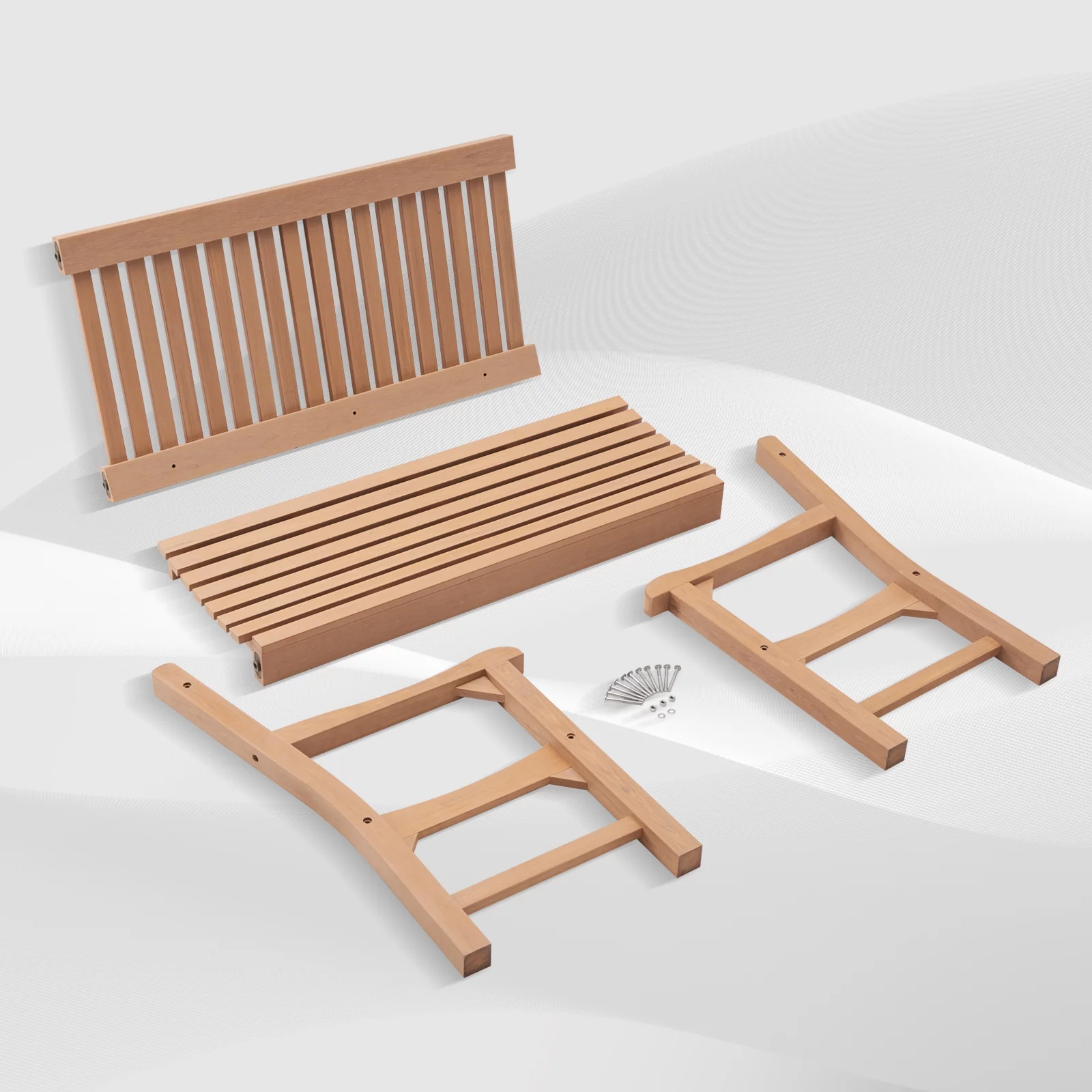Efurden Garden Bench, 2-Person All-Weather Poly Lumber Outdoor Bench for Garden Porch and Park (Teak Color)