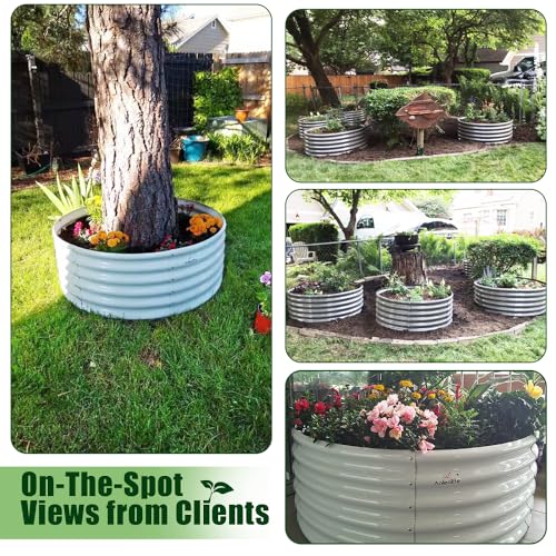 A ANLEOLIFE 8X4X1.5 ft Galvanized Raised Garden Beds Outdoor, Oval Large Metal Planter Box for Planting Vegetables Flowers Herb