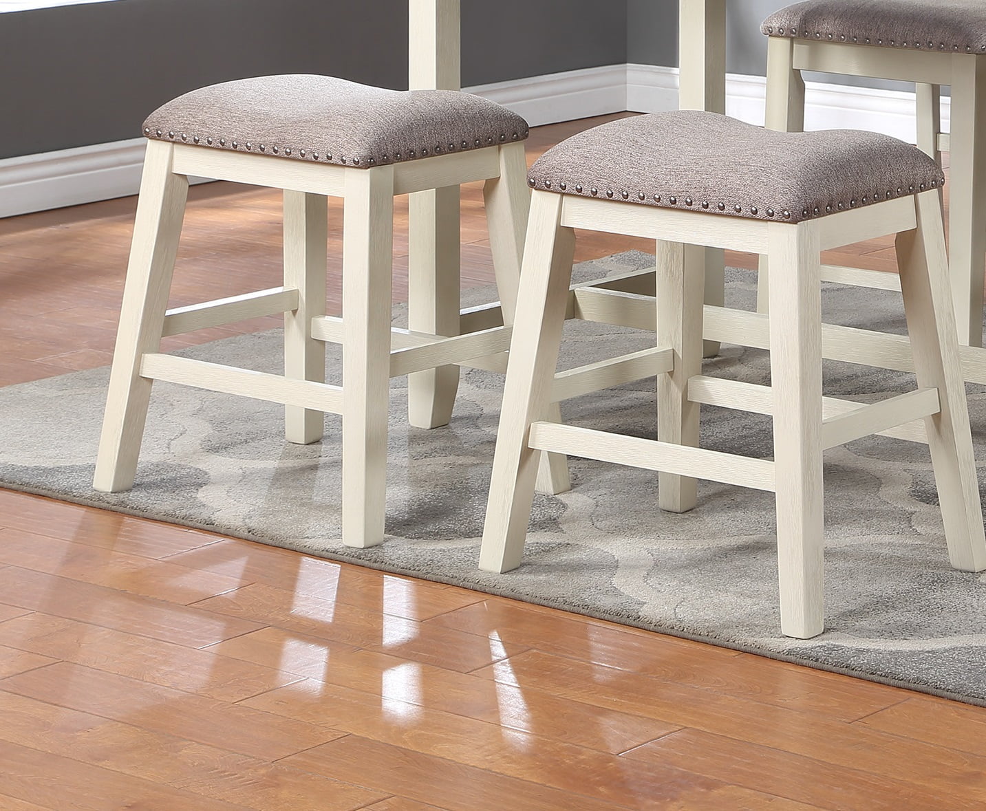 Dcenta Modern Contemporary 5pc Counter Height High Dining Table w Storage Shelves High Chairs And Stools Wooden Kitchen Breakfast Table Dining Room