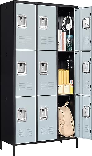 72" Metal Locker for Employees 3 Doors Blue Steel Storage Locker for Office, School, Gym - Metal Storage Cabinets for Home, Office, Gym, School