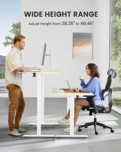 ErGear Height Adjustable Electric Standing Desk, 48 x 24 Inches Sit Stand up Desk, Memory Computer Home Office Desk with Two-Piece Desktop (Walnut)