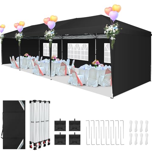 COBIZI Canopy 10x20 Pop Up Canopy Tent with 6 Sidewalls Party Tents for Parties Weddings Backyard Waterproof Canopy Outdoor Commercial Canopy Event