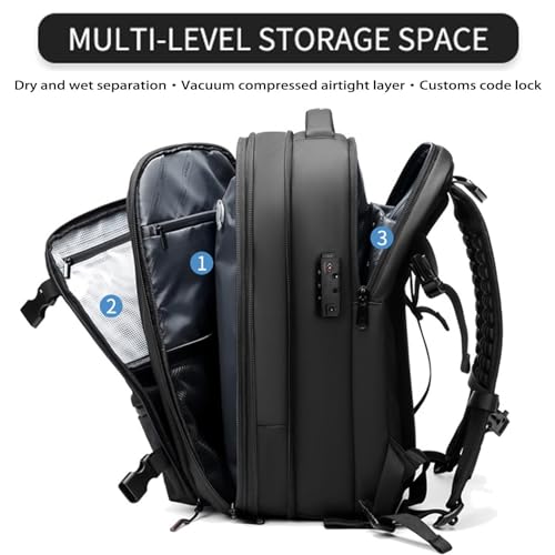 Vacuum Backpack Travel Commercial, Water Resistant, Anti Theft Backpack with Vacuum Seal