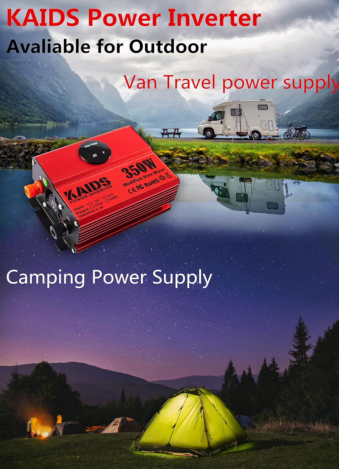 KAIDS Clearance Items Power Inverter Full Power 350W Car Inverter Peak 700W DC 12V to 110V AC Car Inverter USB Ports Charger Adapter Car Plug
