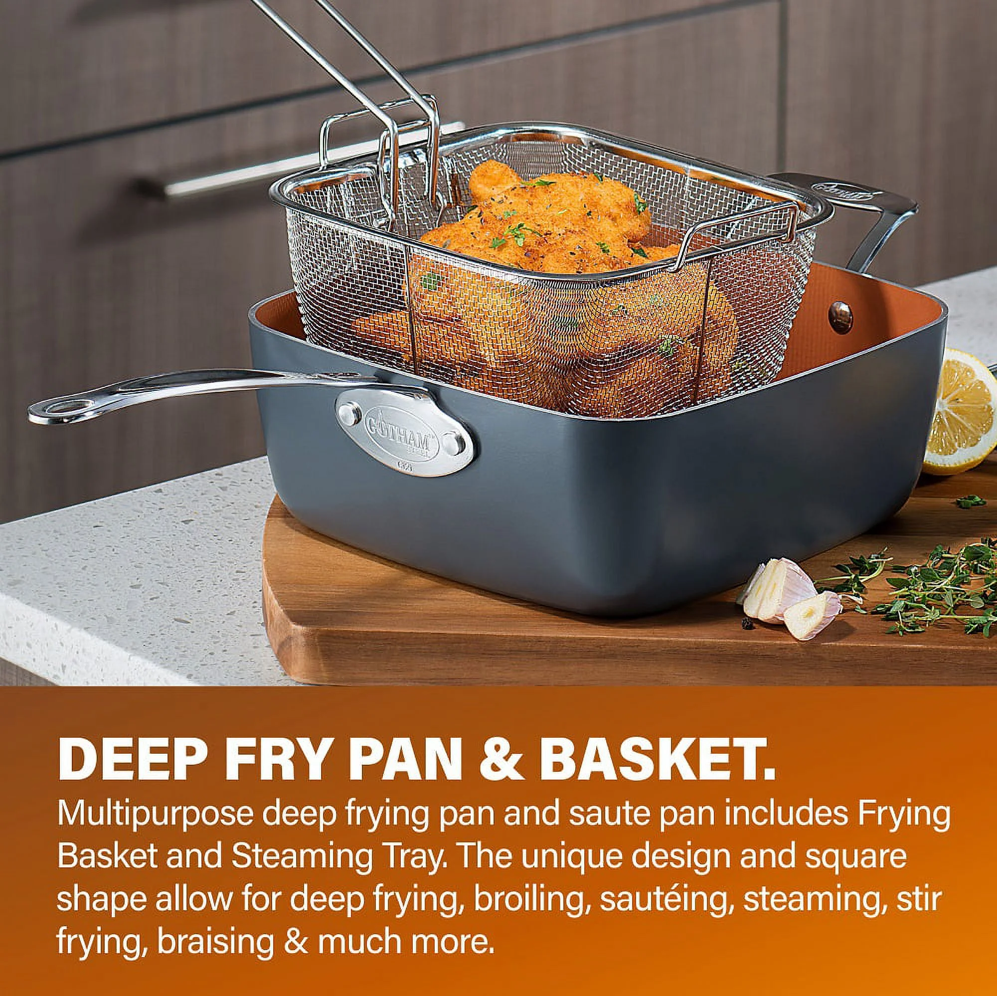 Gotham Steel Kitchen-in-a-box 25 Piece Cookware set, Non-stick Pots & Pans with Utensils, Graphite/Copper