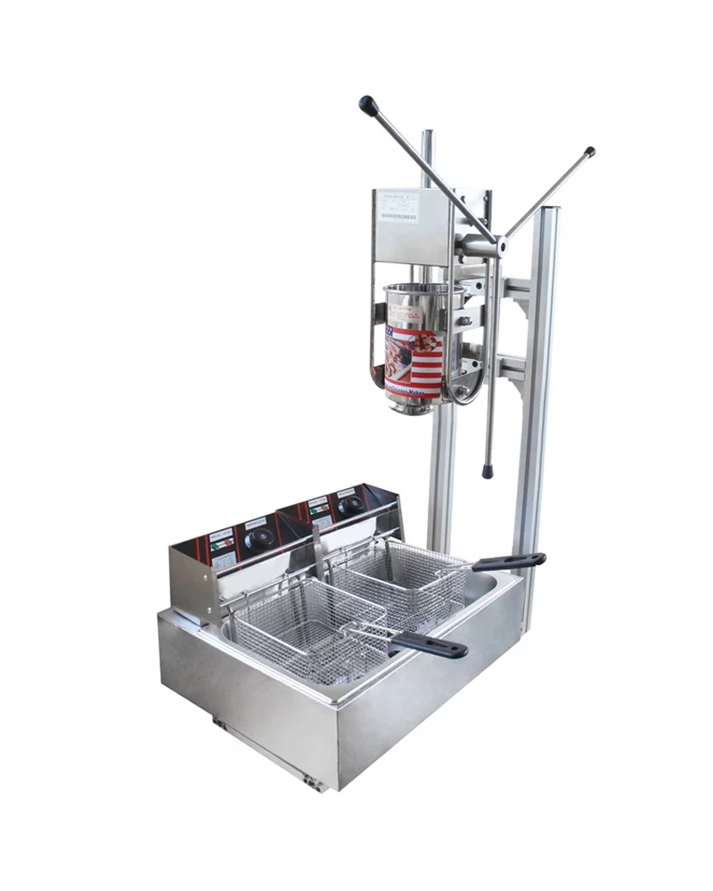 INTSUPERMAI Spanish Churros Making Machine 5L with Electric Deep Fryer 12L 220V