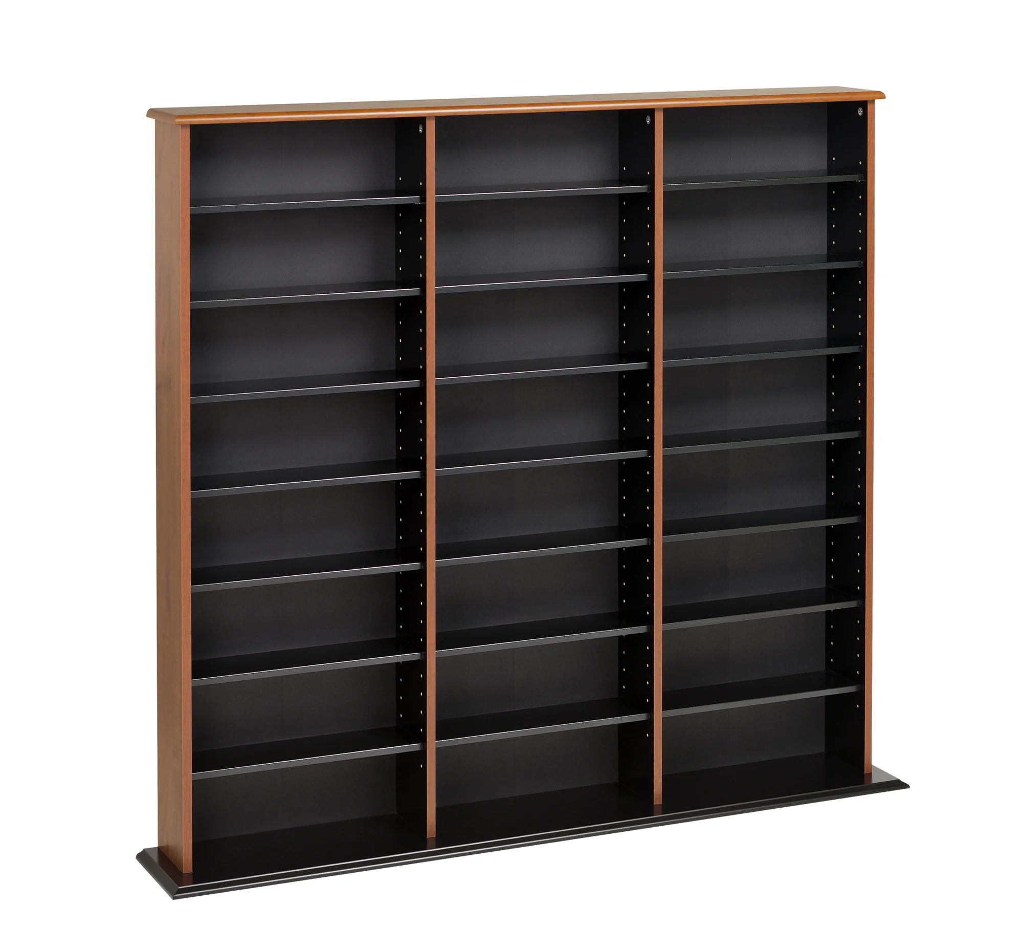 Prepac Triple Width Multimedia Wall Storage, Cherry and Black