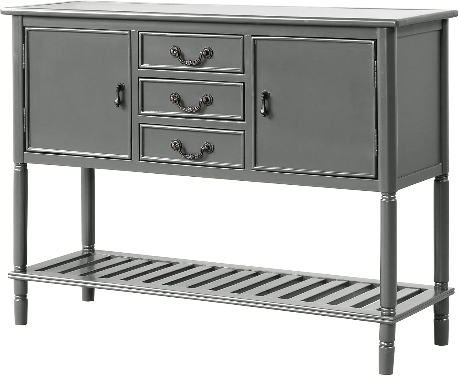 XD Designs Solid Wood Console Table Sofa Table 3 Drawers, 2 Cabinet 1 Shelf,Buffet Table