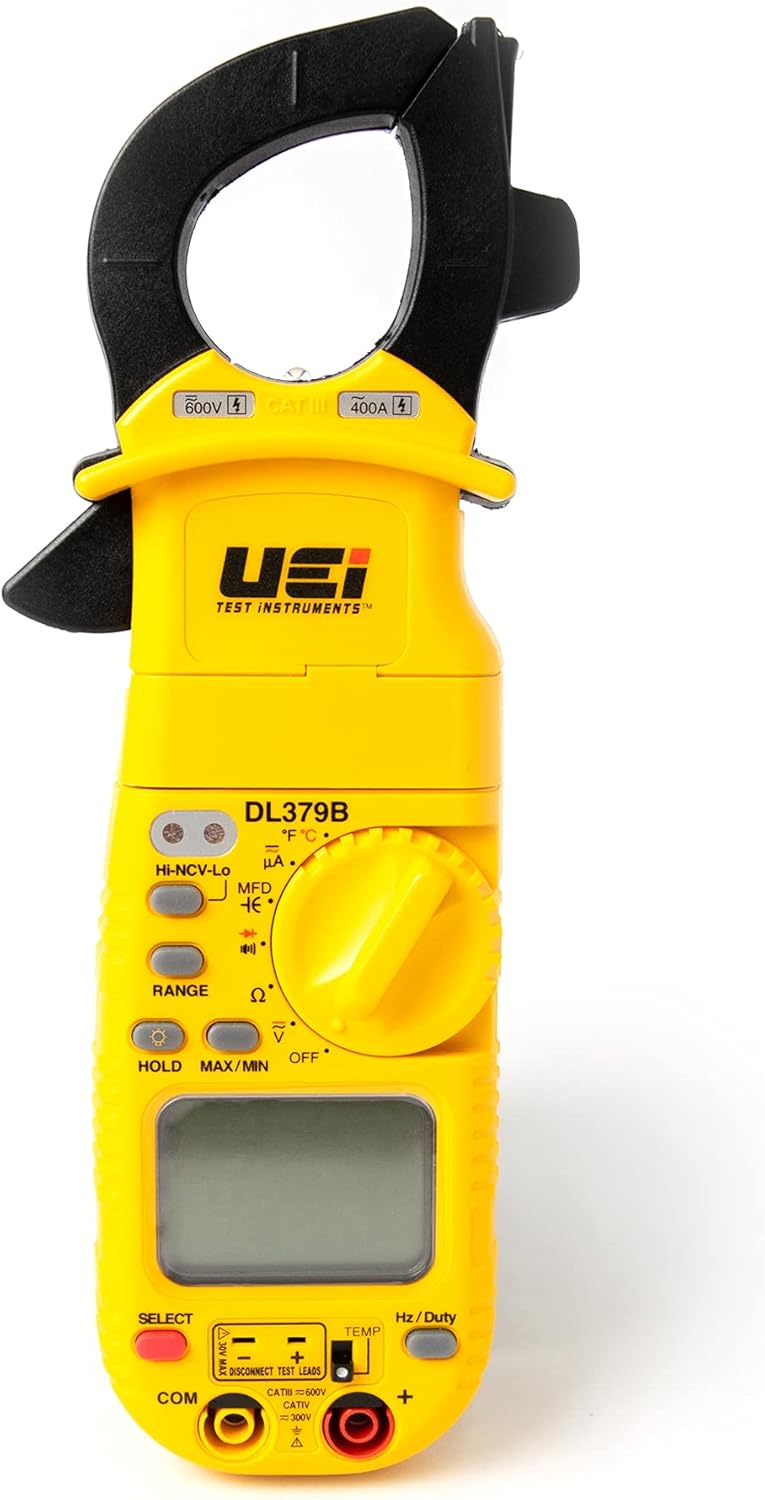 UEi DL379B Digital Clamp Meter Auto Ranging, HVAC Current Voltage Tester w/Magnetic Mount