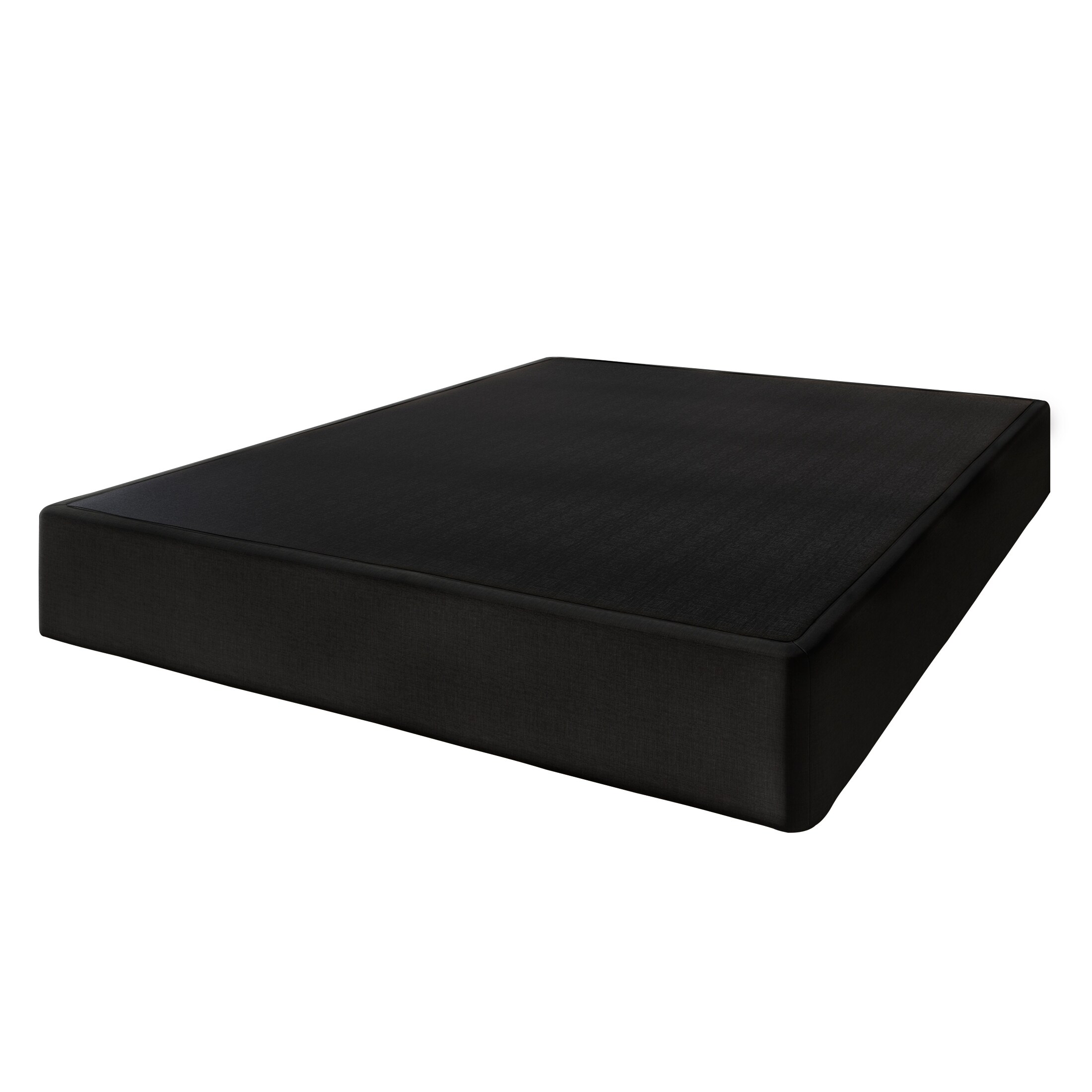 CraftPorch  Solid Wood 8-Inch Box Spring Foundation with Wood Slats with Black Linen Cover Twin