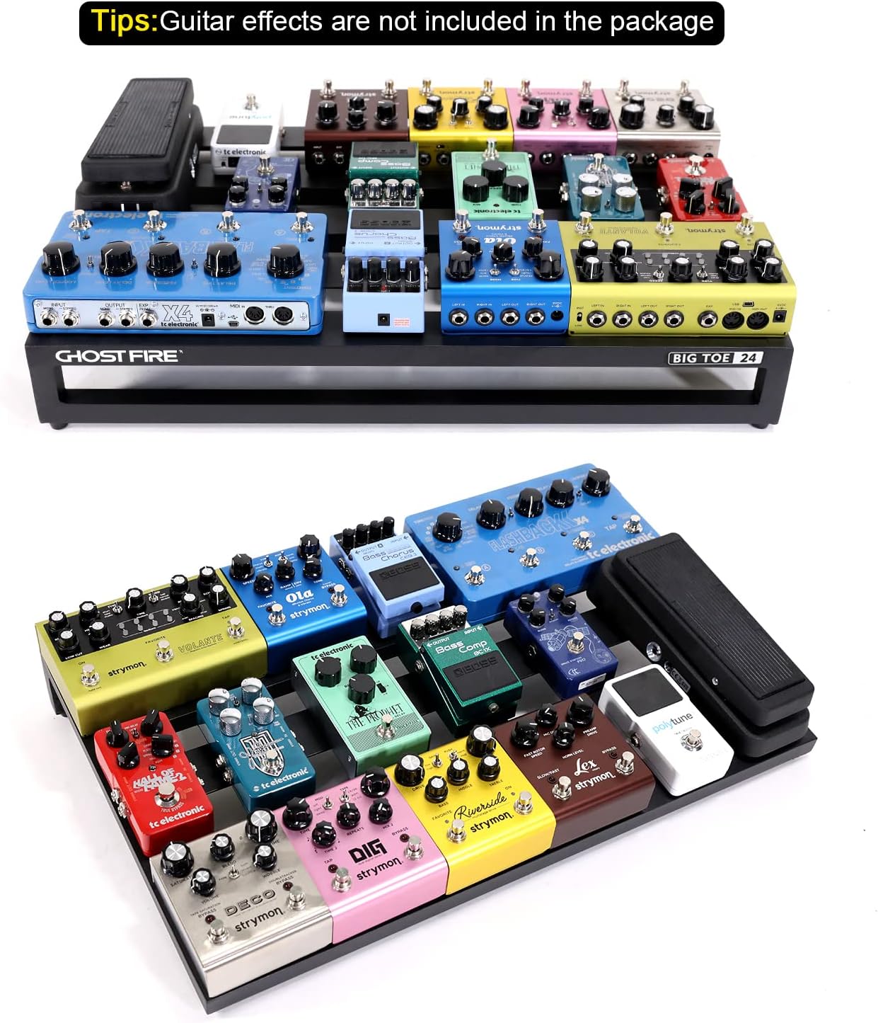 Ghost Fire Guitar Pedal Board Aluminum Alloy Effect Pedalboard with Carry Bag,V series (V-BABY MAX（Deluxe Edition）)
