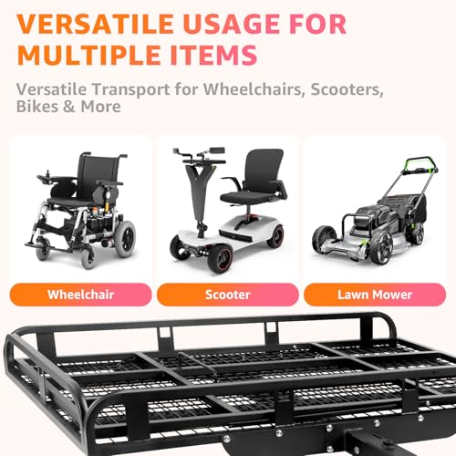 800 Lbs Hitch Cargo Carrier with Ramp, 50 X 28.3 X 5 in Trailer Hitch Cargo Carrier, Hitch Mount Cargo Carrier for SUV, Pickup, Sedan