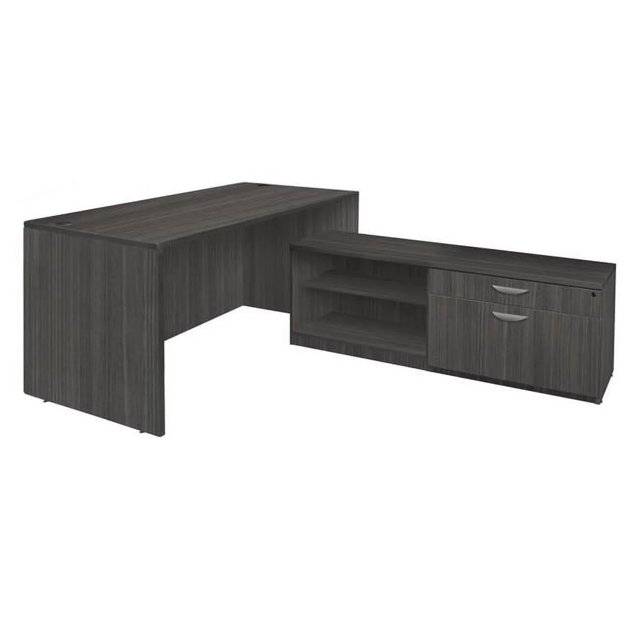 66 in. Legacy Hi-Low L-Desk Shell, Ash Grey