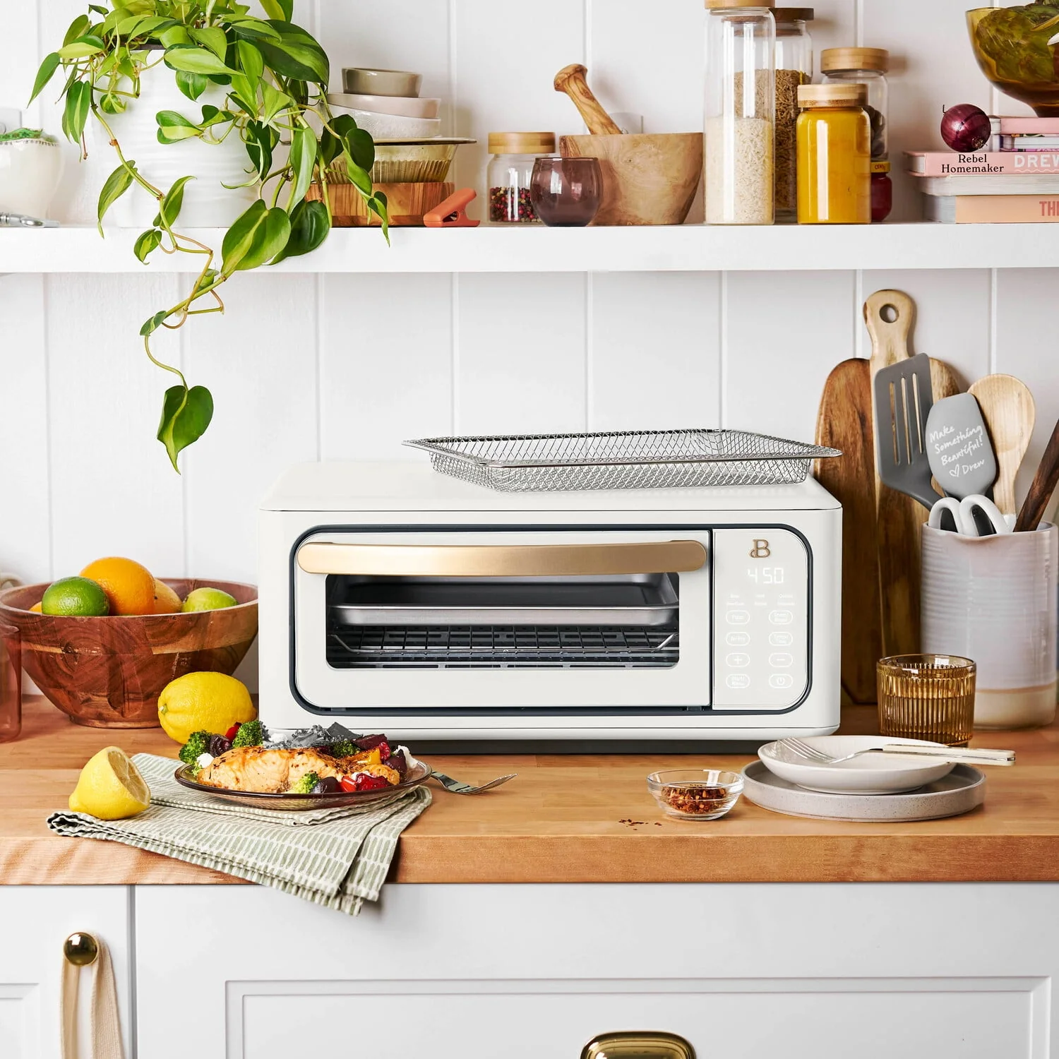 Beautiful Infrared Air Fry Toaster Oven, 9-Slice, 1800 W, Black Sesame by Drew Barrymore