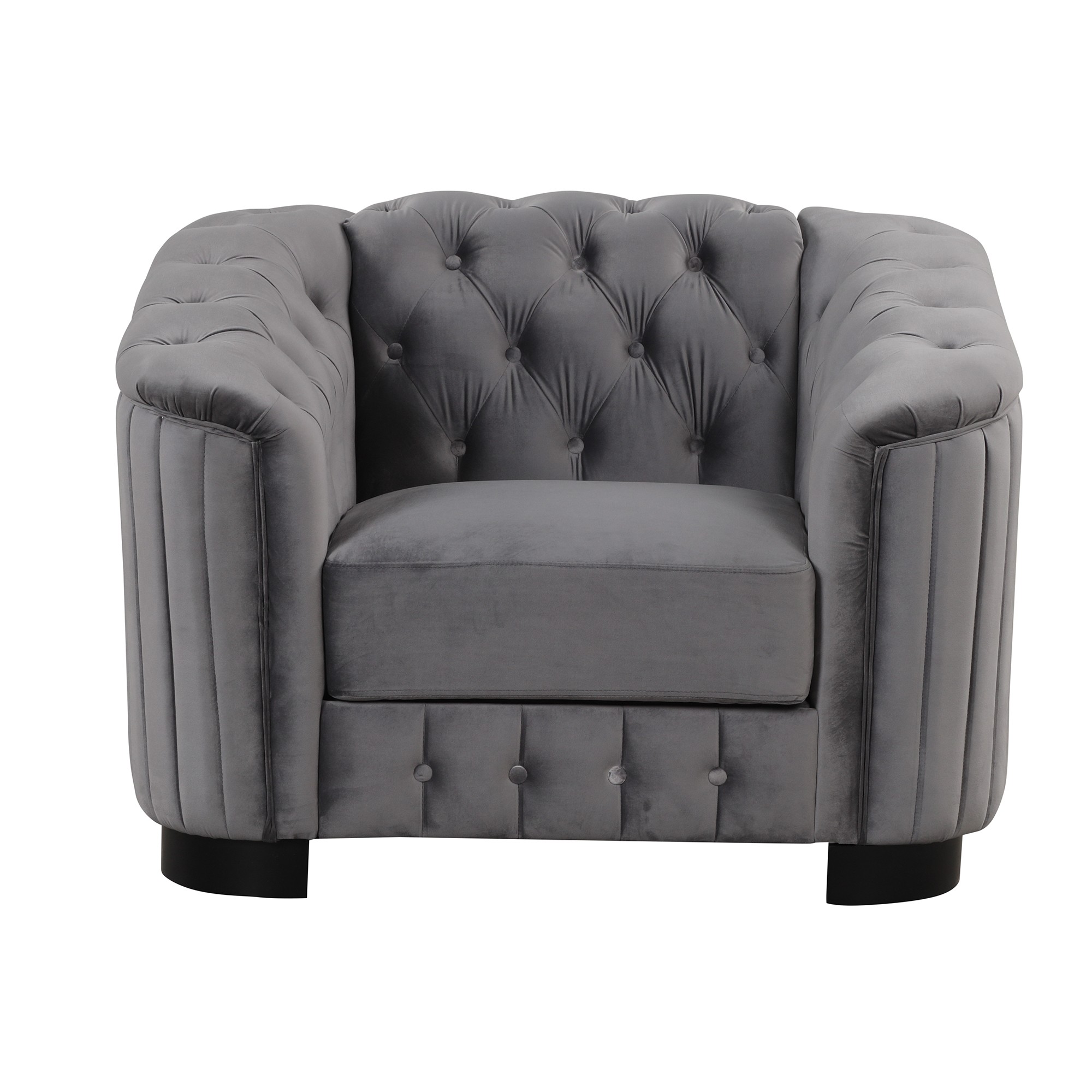42 inch Single Sofa, 1-Person Velvet Couch with Button Tufted Back, Soft Tufted Seat with Thick Removable Seat Cushion