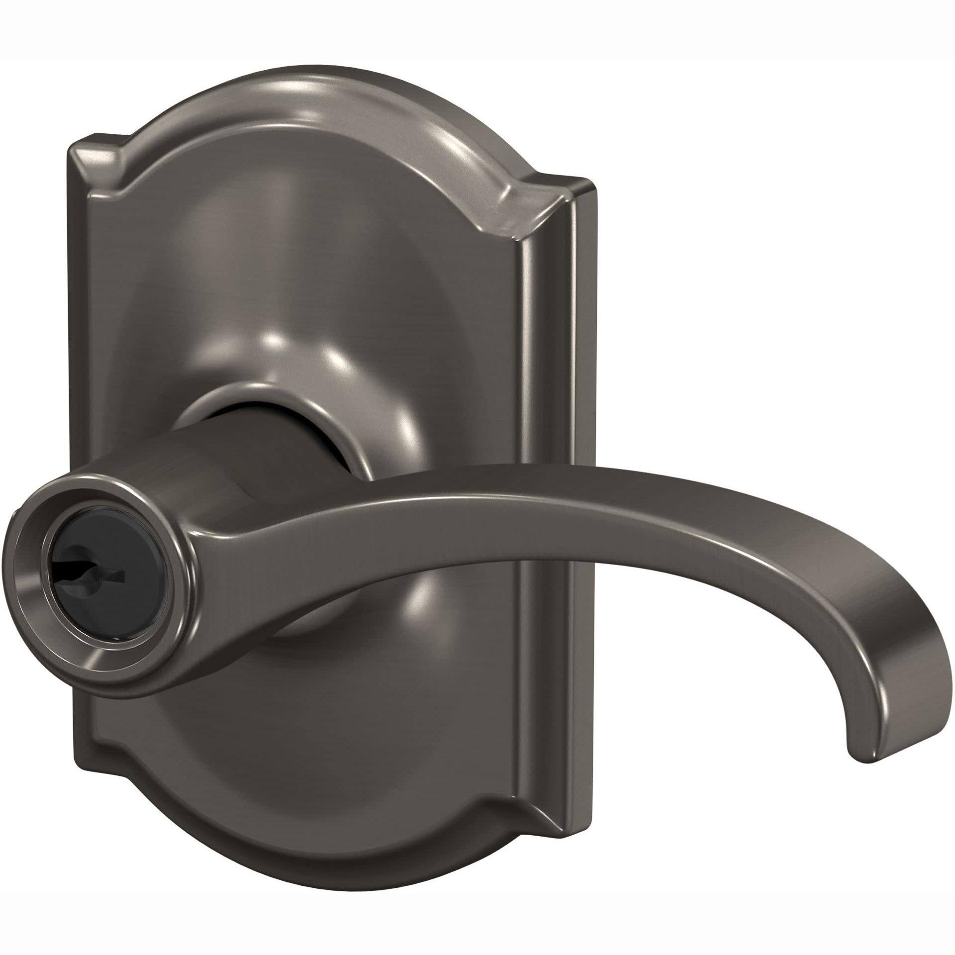Schlage F51AWIT619CAM Whitney Keyed Entry Lever with Camelot Trim Finish: Satin Nickel
