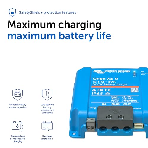 Victron Energy Orion XS Smart DC to DC Battery Charger 12/12 50A (700W) - IP65 Dust & Waterproof - Fully Configurable - Remote Management Possible