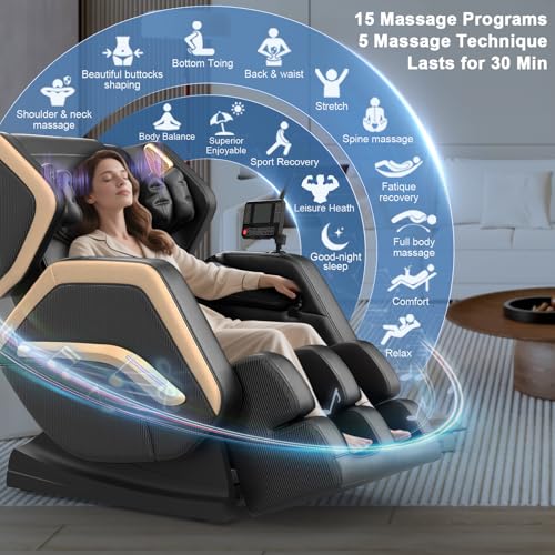 Massage Chair Full Body, Zero Gravity Massage Chair 2025 for Back Fatigue with 10 Fixed Rollers, Airbags, Phone Controller, Heating