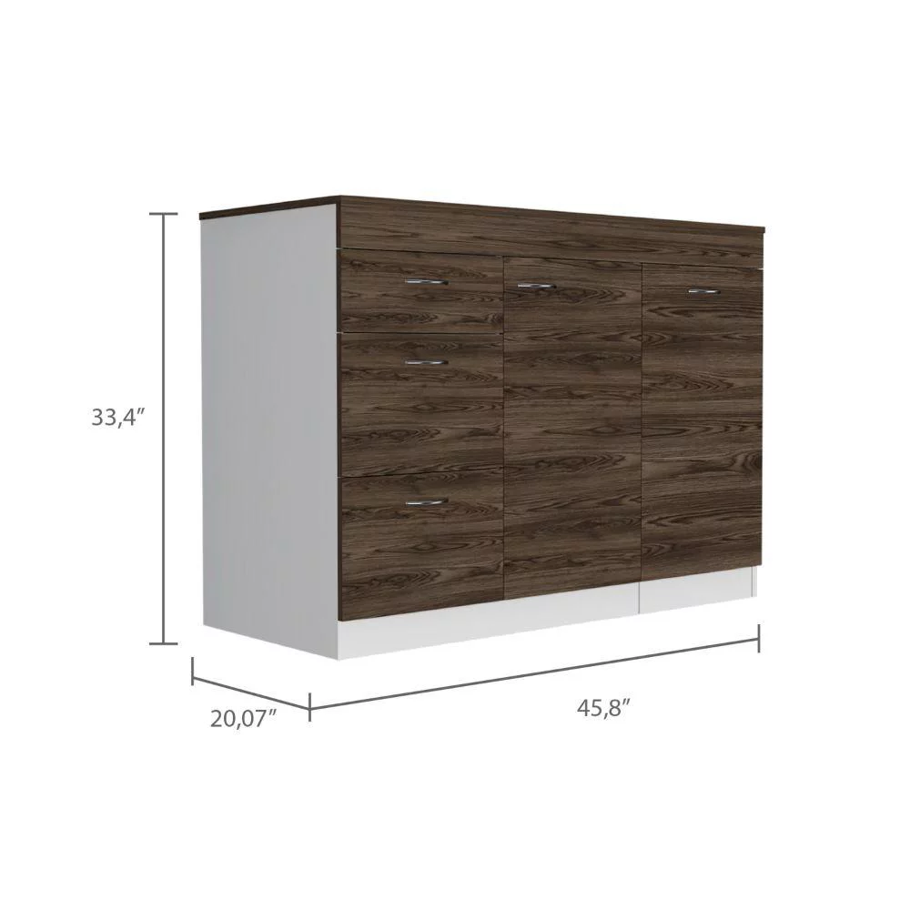 Depot E-Shop DE-CLC6765 Camp Kitchen Base Cabinet, White & Dark Walnut
