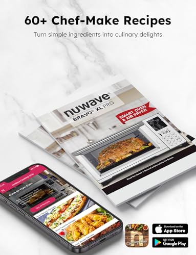 Nuwave Bravo XL Pro Air Fryer Toaster Oven, Improved 100% Super Convection, Quicker & Crispier Results, 100 Presets, Multi-Layer Even Cooking