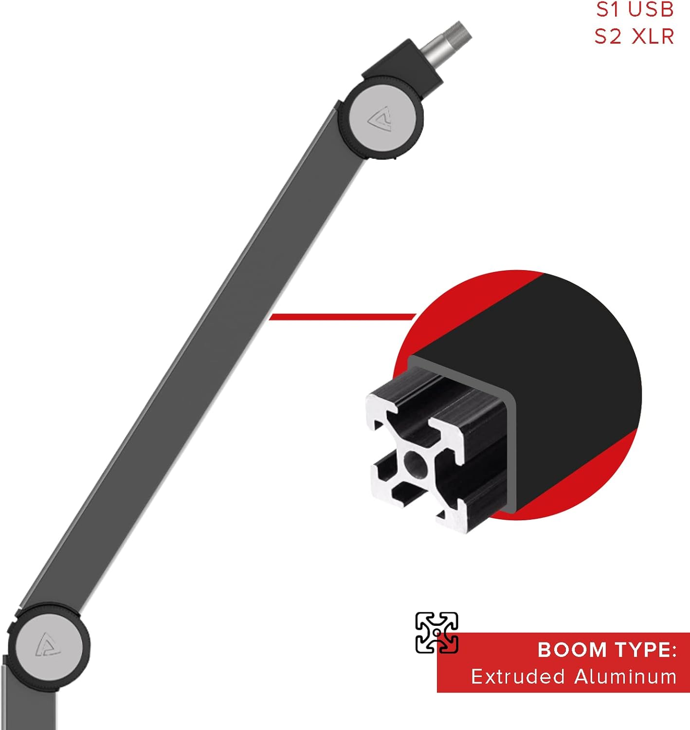 THRONMAX Caster Adjustable Microphone Boom Arm Stand, Made of Aluminium For Broadcasting Studio, youtubers