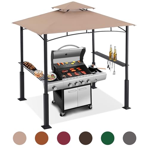 ABCCANOPY 8x5 Grill Gazebo - Outdoor BBQ Canopy Shelter with Led Light for Patio Backyard Grilling (Dark Gray)