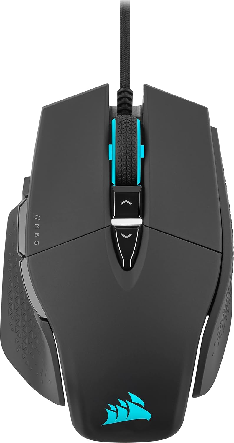 Corsair M65 RGB Elite – Wired FPS and MOBA Gaming Mouse – Adjustable Weight and Balance – Durable Aluminum Frame – 18,000 DPI Optical Sensor , Black