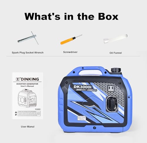 DK 5000W Gas Inverter Generator, Electric Start, 120V 240V Full Power Output, Dual or Tri-fuel Conversion Possible, Wheel & Handle Kit