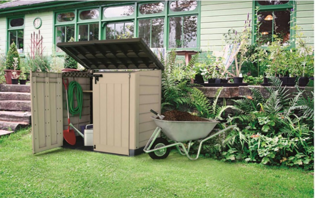 Keter Store It Out Max 1200L Outdoor Garden & Wheelie Bin Storage Shed &ndash; Brown/Beige