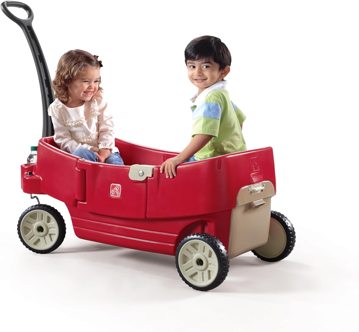 Step2 All Around Wagon For Kids – Comfortable, Durable Wagon with Whisper Wheels, Contoured Seats, Seat Belts, Cup and Snack Holders