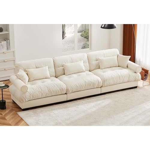 130" Modular Sectional Sofa,Velvet Upholstered Couches for Living Room,3 Seater Green Sofa Couch with Movable Ottoman