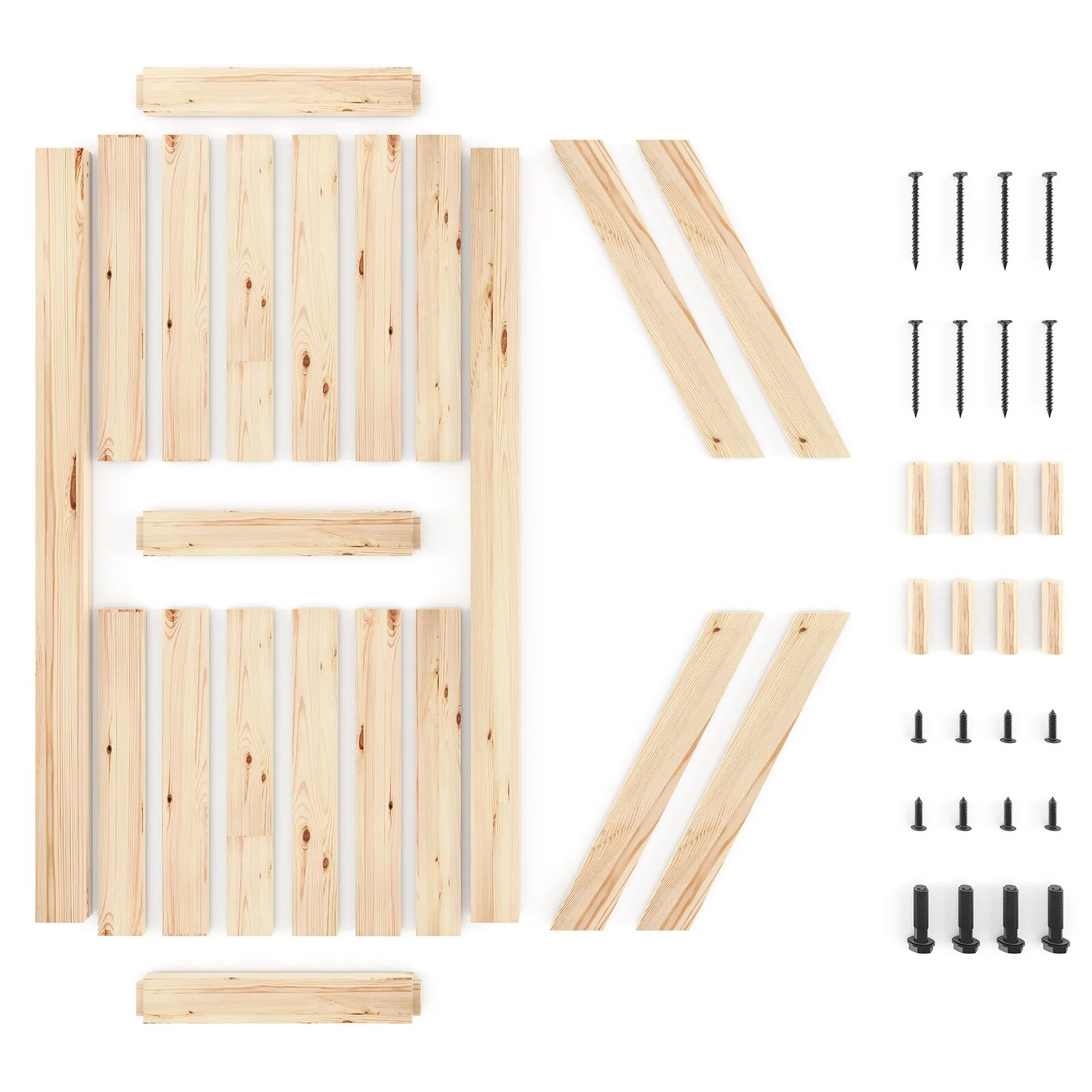 Mixoy K-Frame Sliding Barn Door with 6.6ft Barn Door Hardware Kit & Handle,DIY Unfinished Solid Spruce Wood Panelled Slab 36in x 84in - Natural