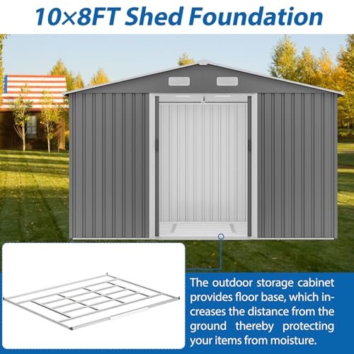 6x4 ft Small Outdoor Metal Storage Shed with Floor Frame & Lockable Door, Heightened Entry Garden Tool Shed for Backyard, Durable Galvanized Steel